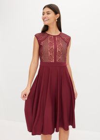 Midikleid mit Spitze in rot, Grösse 36/38 (S), bonprix