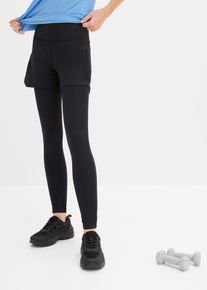 Sport-Leggings mit Shorts und Handytasche aus Mesh in schwarz, Grösse 52/54 (XXL), bonprix