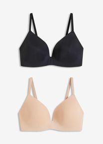 Schalen-BH ohne Bügel (2er Pack) in schwarz, Grösse 90A, bonprix