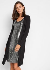 Shirtkleid in Doppeloptik aus nachhaltiger Viskose in schwarz, Grösse 36/38 (S), bonprix