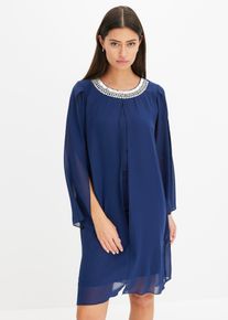 Chiffonkleid mit Strassstein-Applikation in blau, Grösse 36, bonprix