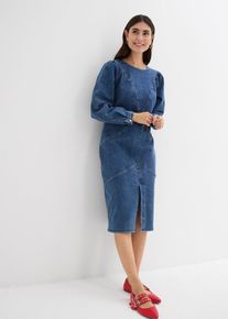 Jeanskleid Midi-Länge in blau, Grösse 52, aus über 80% Baumwolle, bonprix