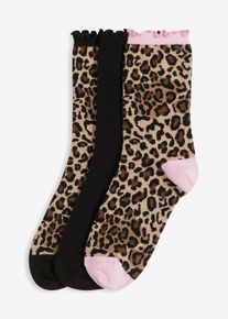 Socken mit Rüschen mit Bio-Baumwolle (3er Pack) in schwarz, Grösse 39-42, bonprix