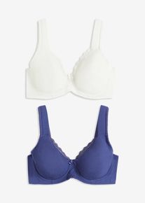 Unwattierter T-Shirt BH mit Bügel mit Bio-Baumwolle (2er Pack) in blau, Grösse 105C, 95% Baumwolle, bonprix
