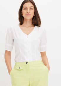 Bluse mit Puffärmeln in weiss, Grösse 38, bonprix