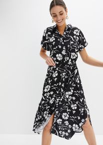 bedrucktes Blusenkleid in schwarz, Grösse 50, bonprix