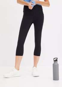 Komfort-Sport-Capri-Leggings mit Handytasche schnelltrocknend in schwarz, Grösse 36/38 (S), bonprix