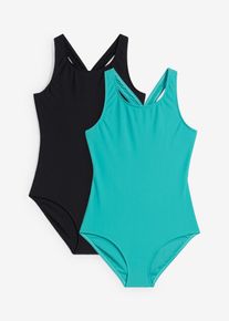 Badeanzug (2er Pack) in schwarz, Grösse 128/134, bonprix