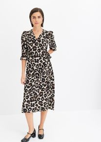 bedrucktes Wickelkleid in beige, Grösse 54, bonprix
