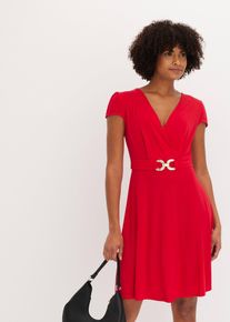 Jerseykleid mit dekorativer Schließe in rot, Grösse 40/42 (M), bonprix