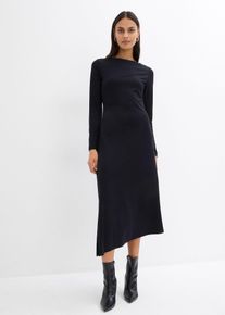 Asymmetrisches Jerseykleid aus Viskose-Mix in schwarz, Grösse 44, bonprix