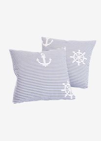 Tagesdecke mit maritimen Design in grau | 210x140 cm | 100% Baumwolle | bonprix
