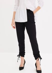 Jersey-Hose mit Raffung in schwarz, Grösse 40/42 (M), 95% Baumwolle, bonprix