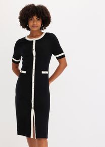 Strickkleid mit Knopfdetail in schwarz, Grösse 36/38 (S), bonprix