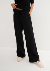 Palazzo-Hose aus leichtem Leinen-Viskose-Mix in schwarz, Grösse 52, bonprix