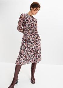Chiffonkleid in schwarz, Grösse 48, bonprix