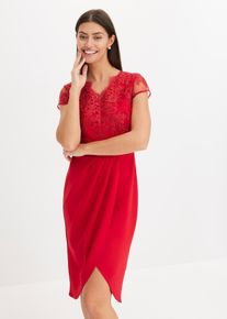 Minikleid mit Spitze in rot, Grösse 38, bonprix