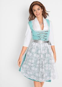 Dirndl mit Spitzenschürze knieumspielend (2-tlg. Set) in blau, Grösse 38, bonprix