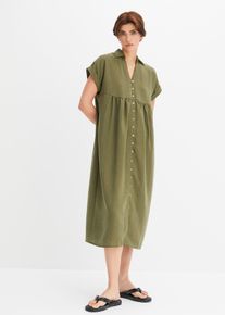 Blusenkleid im Leinenlook in grün, Grösse 36, bonprix