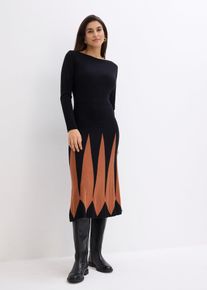Strickkleid im Rautendesign in schwarz, Grösse 40/42 (M), bonprix