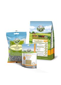Sparset für mittelgroße Hunde mit Leishmaniose von Bellfor – Naturfarm-Schmaus 2,5 kg + Landgut-Happen 200 g + Immun Pulver 250 g