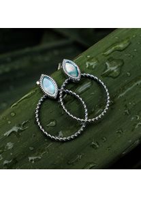 Holzkern Ohrringe Damen Silber und Perlmutt