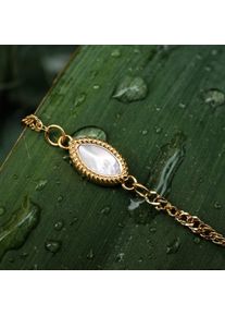 Holzkern Armbänder Damen Gold und Weißes Perlmutt
