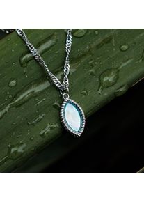Holzkern Halsketten Damen Silber und Perlmutt