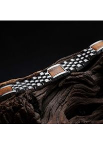 Holzkern Armband Pentachord (Koa/Silber), Naturholz, Herren, größenverstellbar