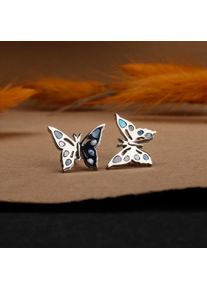 Holzkern Ohrringe Damen Silber und Perlmutt