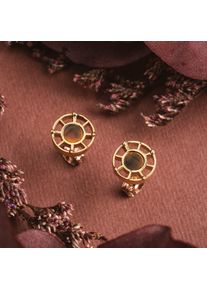 Holzkern Ohrringe Damen Gold und Tigerauge