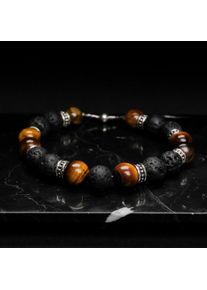 Holzkern Armbänder Herren Lava und Tigerauge
