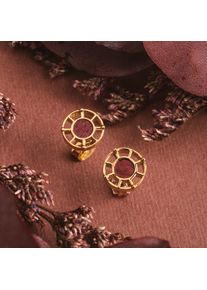 Holzkern Ohrringe Damen Gold und Amaranth