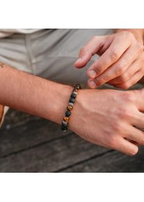 Holzkern Armbänder Herren Lava und Tigerauge