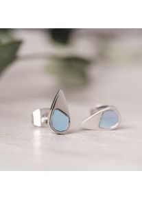Holzkern Ohrringe Damen Silber und Blaues Perlmutt