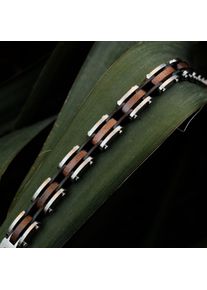 Holzkern Armband Allegro (Walnuss/Silber), Naturholz, Damen und Herren, größenverstellbar