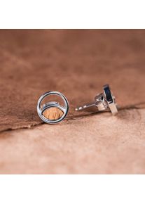 Holzkern Ohrringe Damen Silber und Zebrano