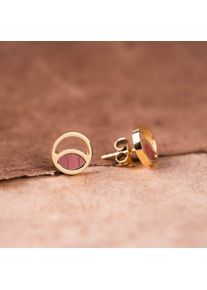 Holzkern Ohrringe Damen Gold und Amaranth