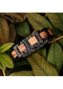 Holzkern Armband Capriccio (Zebrano/Schwarz), Naturholz, Damen und Herren, größenverstellbar