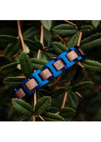 Holzkern Armband Capriccio (Walnuss/Blau), Naturholz, Damen und Herren, größenverstellbar