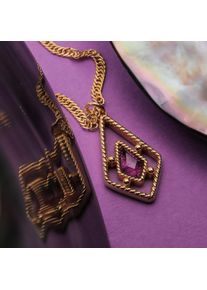 Holzkern Halsketten Damen Gold und Amethyst