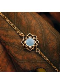 Holzkern Armbänder Damen Gold und Blaues Perlmutt