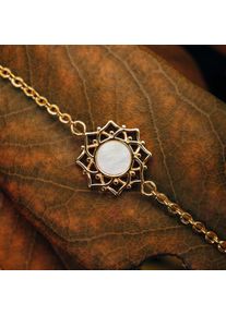 Holzkern Armbänder Damen Gold und Weißes Perlmutt