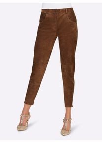 Heine Witt Damen Lederhose mit seitlichem Dehnbund, cognac, Größe 44, 100% Pork-Velours