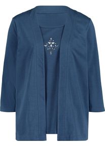 Damen 2-in-1-Shirt mit Einsatz vorne jeansblau