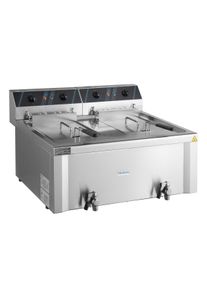 MBM Gastro Elektro-Doppel-Fritteuse Profi 12+12 Liter mit Ablasshahn, 400 V / Friteuse