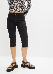 Capri-Hose aus elastischem Baumwoll-Mix in schwarz, Grösse 46, 97% Baumwolle, bonprix