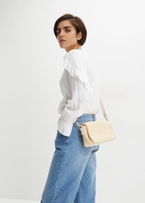 Umhängetasche in Strohoptik mit abnehmbarem Taschengurt in beige, Grösse 13x25 cm, bonprix