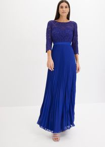 Chiffonkleid mit Spitze und Plissee-Rock in blau, Grösse 50, bonprix