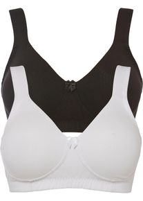 Minimizer T-Shirt BH ohne B&uuml;gel mit Bio-Baumwolle (2er Pack) in schwarz, Gr&ouml;sse 75C, aus &uuml;ber 80% Baumwolle, bonprix